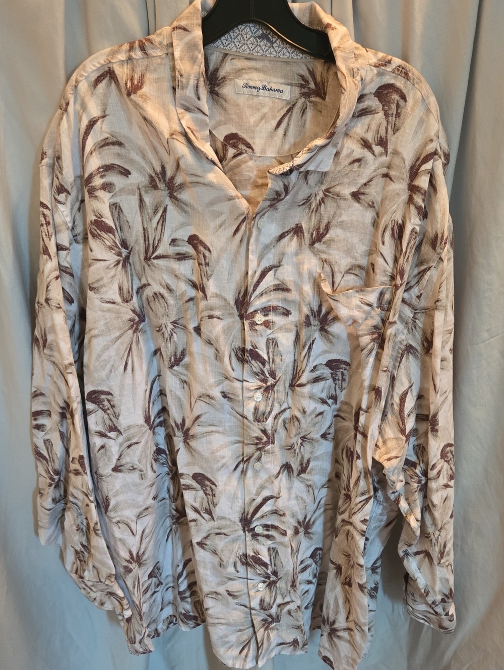 Tommy Bahama Cream Button-Down Shirt with Brown Floral Print